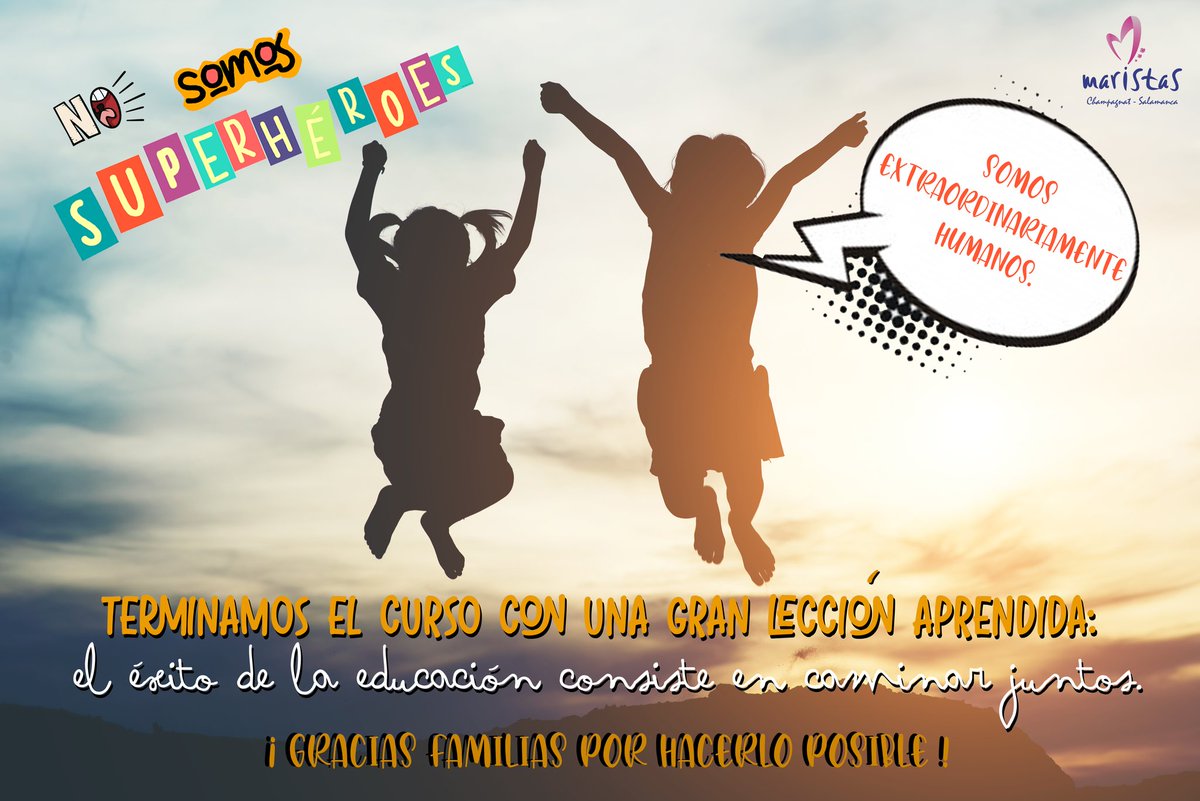 MSalCha's tweet photo. Parecía imposible y ha sido posible hasta el final. Y es aquí donde radica el éxito, la magia y la esencia de la educación: en no creer en lo imposible. Y no, no somos superhéroes, somos extraordinariamente humanos. 
¡Felices vacaciones de verano! 
#finaldecurso #vacaciones https://t.co/bst3sFKKLu