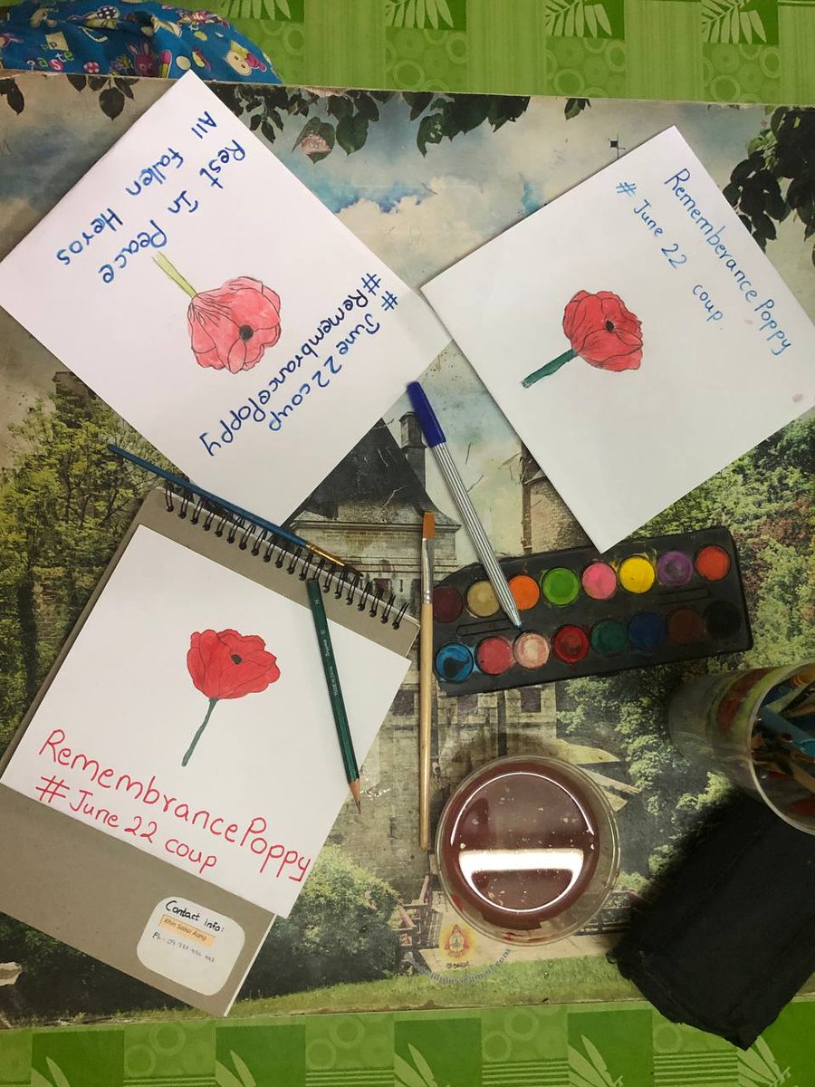 ThaeSuHtetWai1's tweet photo. RIP All fallen heros
I promise i won't never give up
#RemembrancePoppy 
#June22Coup 
#WhatsHappeninglnMyanmar https://t.co/YFWBebRsrk