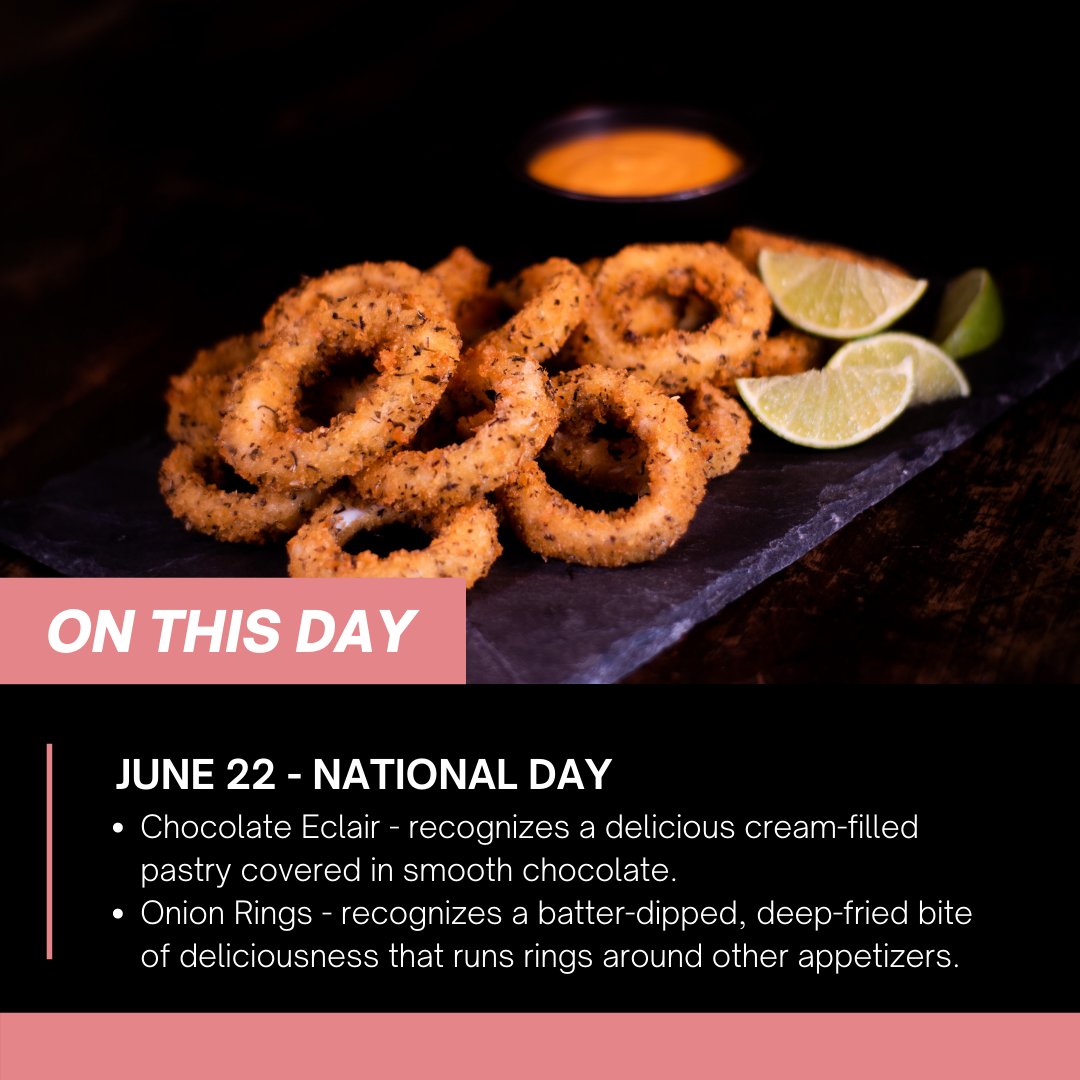 Information of the Day 

#onionringsday #chocolateeclair #nationalday #june #summer #quiz #weddings #sweet #savory