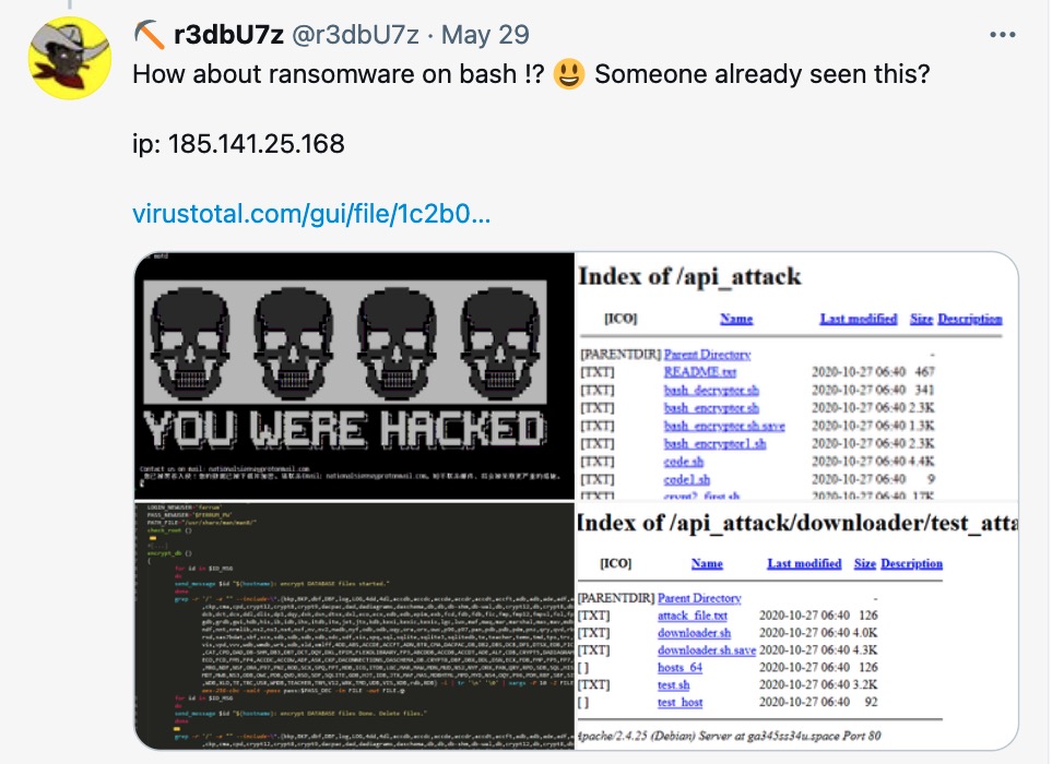 ptracesecurity's tweet image. DarkRadiation | Abusing Bash For Linux and Docker Container Ransomware sentinelone.com/blog/darkradia… #Pentesting #Linux #DockerSecurity #ContainerSecurity #Infosec