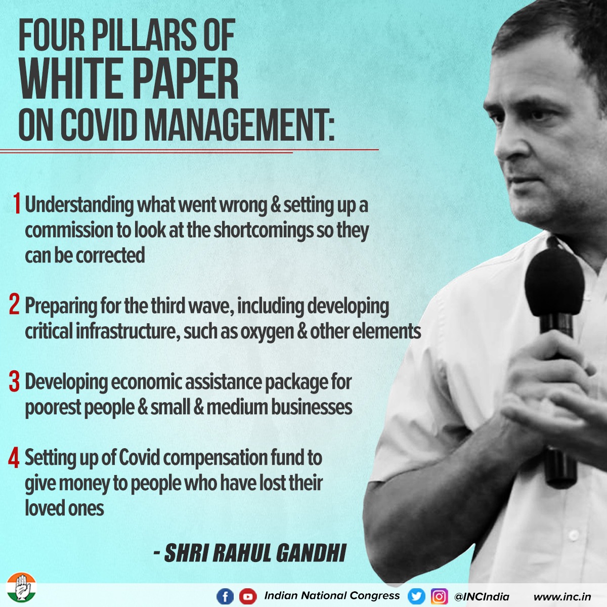 INCIndia's tweet photo. Congress' White Paper not only gives valuable insights into what went wrong during the first &amp; second wave but also focuses on the preparedness required to tackle the third wave. 

The lives &amp; livelihoods of our people need to be protected at all costs.

#RahulExposesModiGovt https://t.co/VO4JgkrgwT