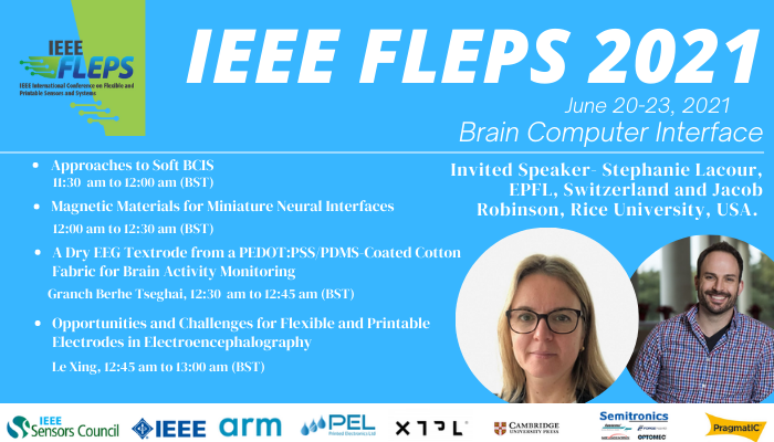 IEEEFLEPS's tweet photo. IEEE FLEPS 2021
Brain-Computer Interface
Invited Speakers-  Stephanie Lacour, EPFL, Switzerland and Jacob Robinson, Rice University, USA.
22 Jun, 2021, 11:30 am to 13:00 pm (BST)
#ieee #sensorscouncil #interface #braincomputer #advancedmaterials #hybridelectronics https://t.co/aXeVqzg86r