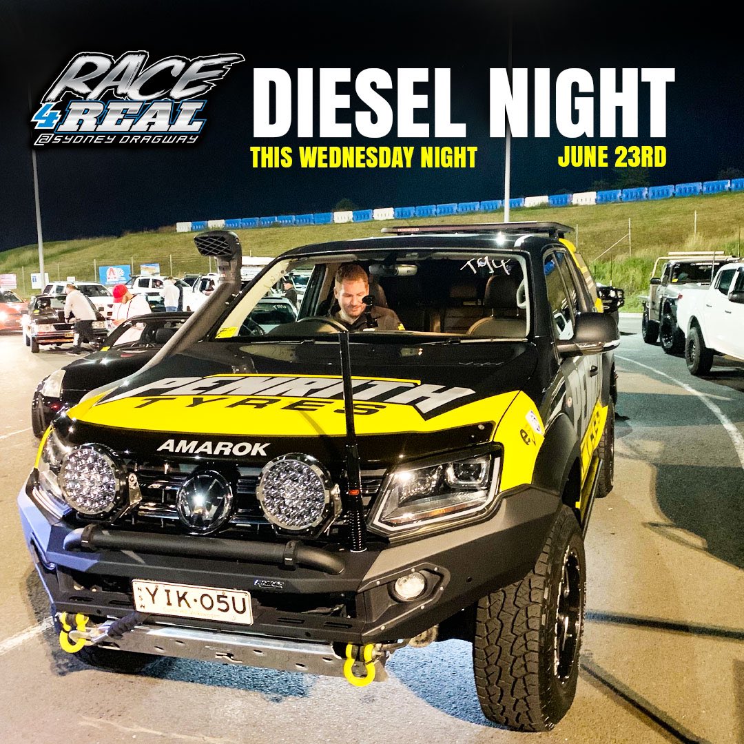 SydneyDragway's tweet photo. Coming up tomorrow night #wednesday is our Aeroflow Race 4 Real theme night featuring Diesel Night. Gates open at 4.30pm and racing from 6pm.
#dragracing #race4real #sydneydragway https://t.co/5xIeblBaQc