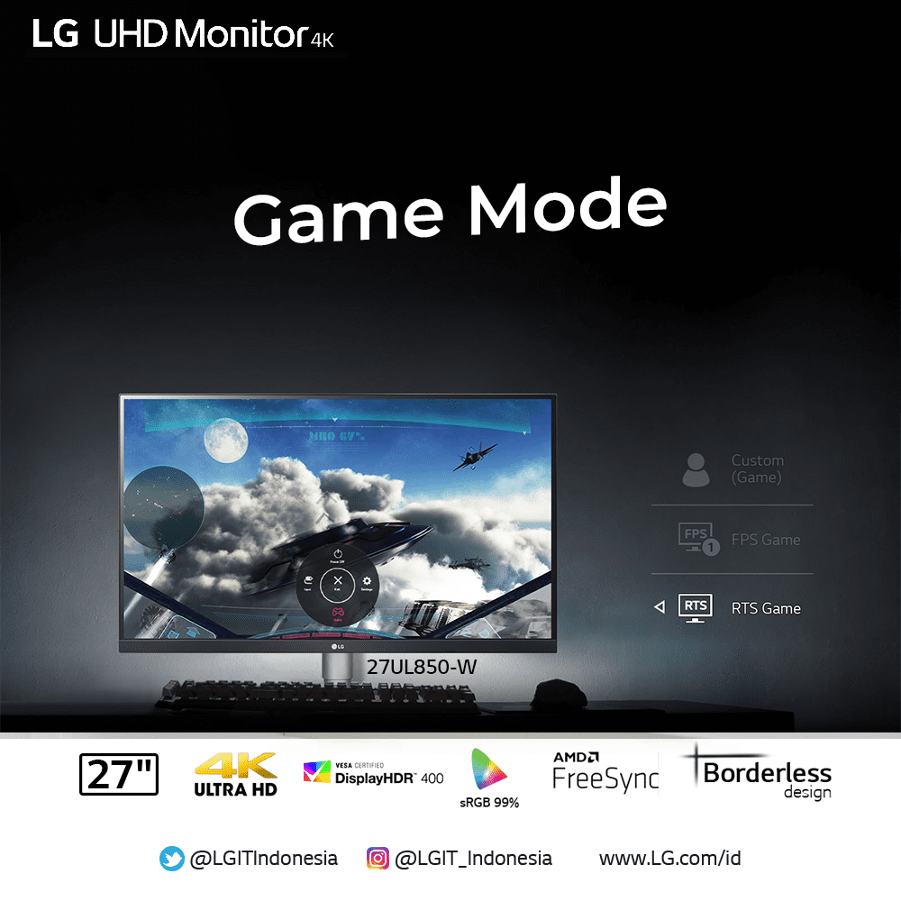 lgeindonesia's tweet photo. LG #27UL850-W #4KMonitor dilengkapi fitur canggih Mode Game yang terdiri dari mode FPS, RTS, dan Custom. Fitur ini membuat Anda dapat menikmati pengalaman bermain tersendiri bergantung pada jenis permainan.
https://t.co/SXgDTbLi9R
#LG4KMonitor #LGUltraFine4KMonitor #LGMonitor https://t.co/T1PgaYGrBW