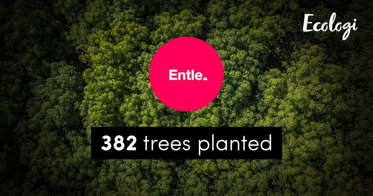 Entle has now offset 10 tons of CO2 and planted 382 trees! 🌳   This is only the beginning, but we're proud of the first steps. Here's how we think about Entle and the environment: buff.ly/3pTBJxm