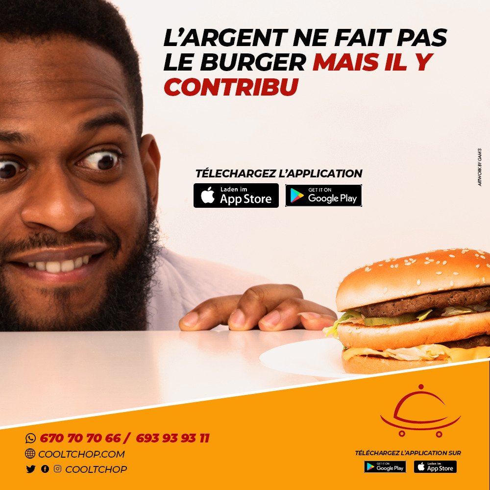cooltchop's tweet photo. L'argent ne fait pas le bonheur mais il y contribue 

Télécharge notre application et fait toi livrer les plats des restaurants de ta ville, disponible sur 

AppStore ici https://t.co/BQ8Uvd1wSj
PlayStore ici https://t.co/yehqsgKLOC

#restaurant237 #Livraison https://t.co/KYqM9SiyRO