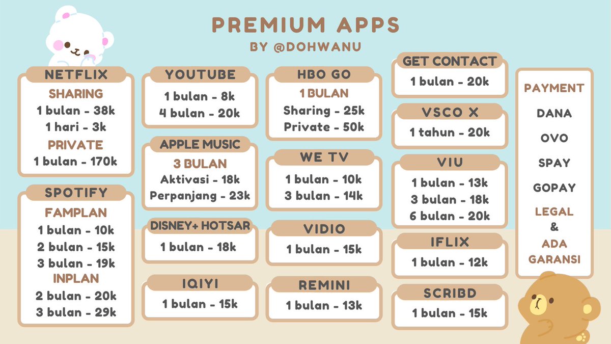 dohwanu's tweet photo. Sini ka netflix 38k( 1 user )sama we tv 1 bulan 10k. Bebas tanya2 kuy🤩 https://t.co/Xy8Q6FOUrx