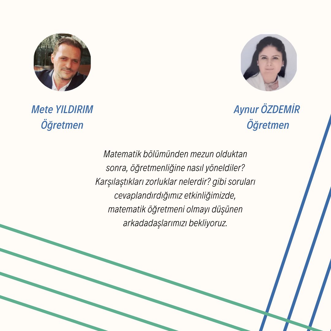 aumathcom's tweet photo. Matematik bölümünden mezun oldum, peki ya sonra?
Üniversite hayatında matematik bölümünü tercih ettikten sonra farklı alanlara yönelmiş insanları bir araya topladığımız etkinliğimizin konuşmacılarını duyurmaktan sevinç duyuyoruz.
#kariyergünleri #mathcom #ankaraüniversitesi https://t.co/y6bAxCPV1g