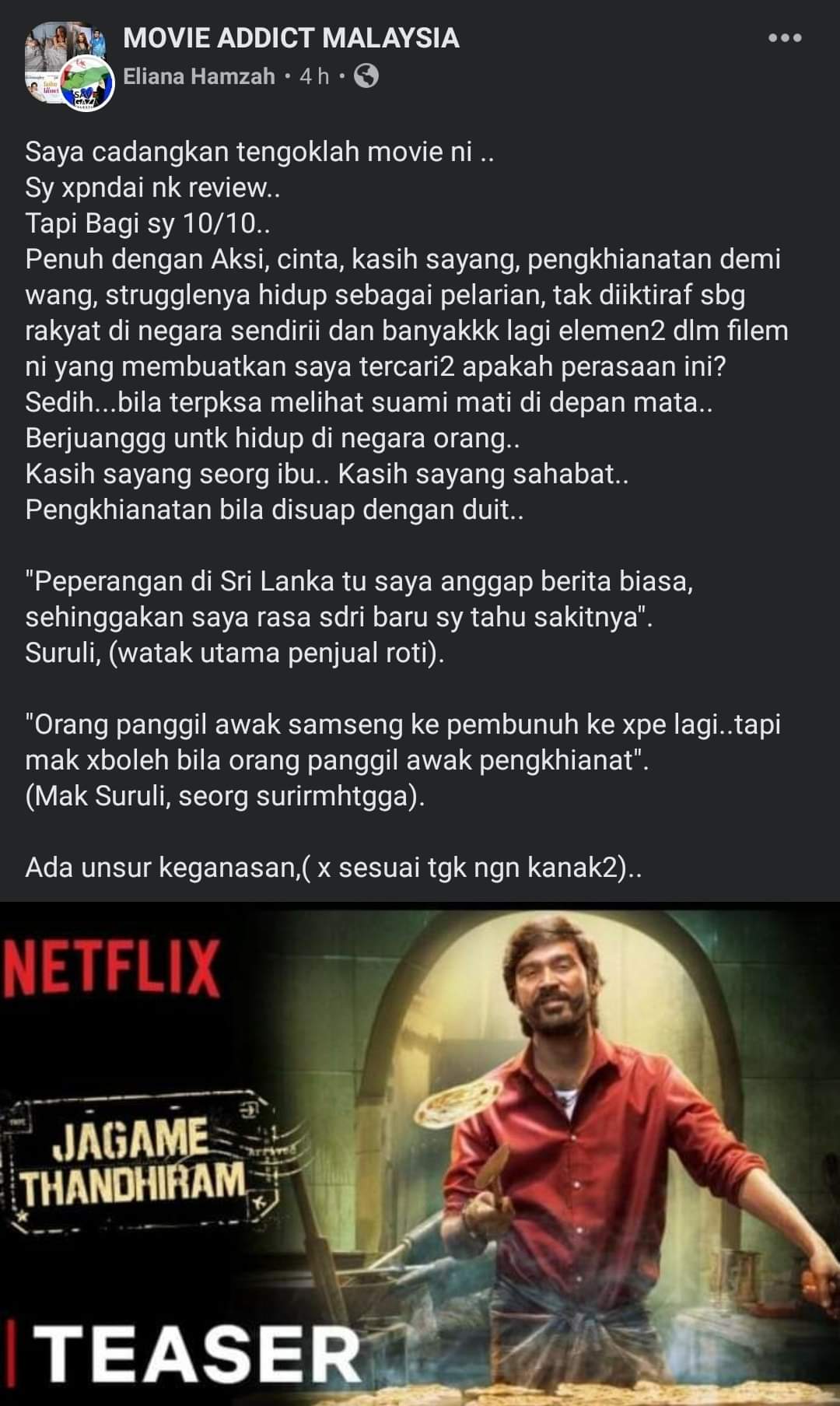 Bruno Kk On Twitter Some Indians In Social Media And My Timeline Jagamethandhiram Padaam Mokke But My Other Race Friends Malay Friends Review About Jt Our People Won T Appreciate Good Film Dhanushkraja Growth