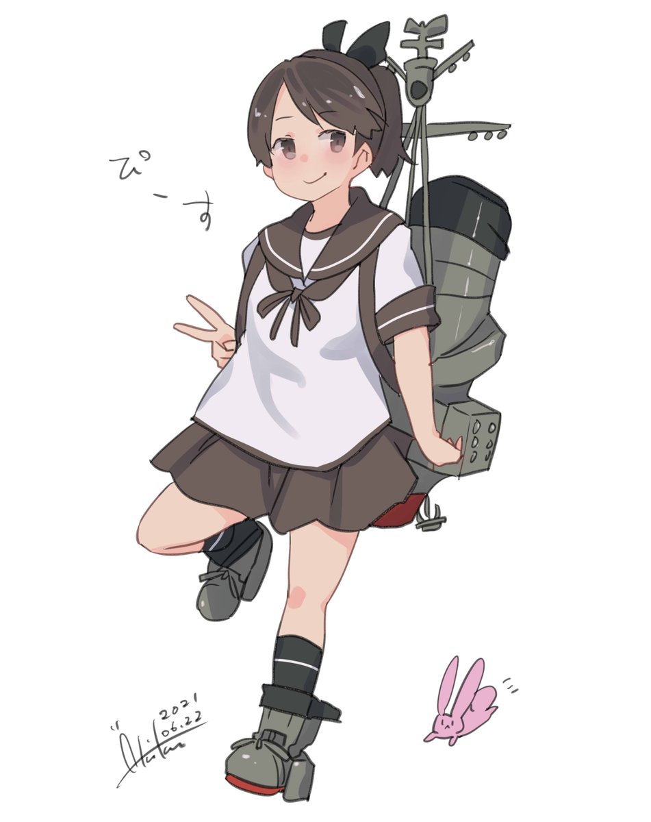 shikinami (kancolle) 1girl school uniform skirt ponytail sailor collar serafuku white background  illustration images