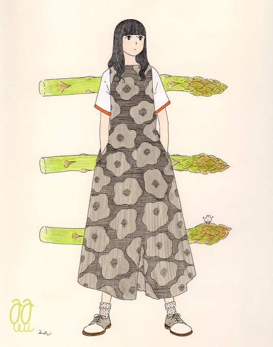 イラスト : アスパラガス。 