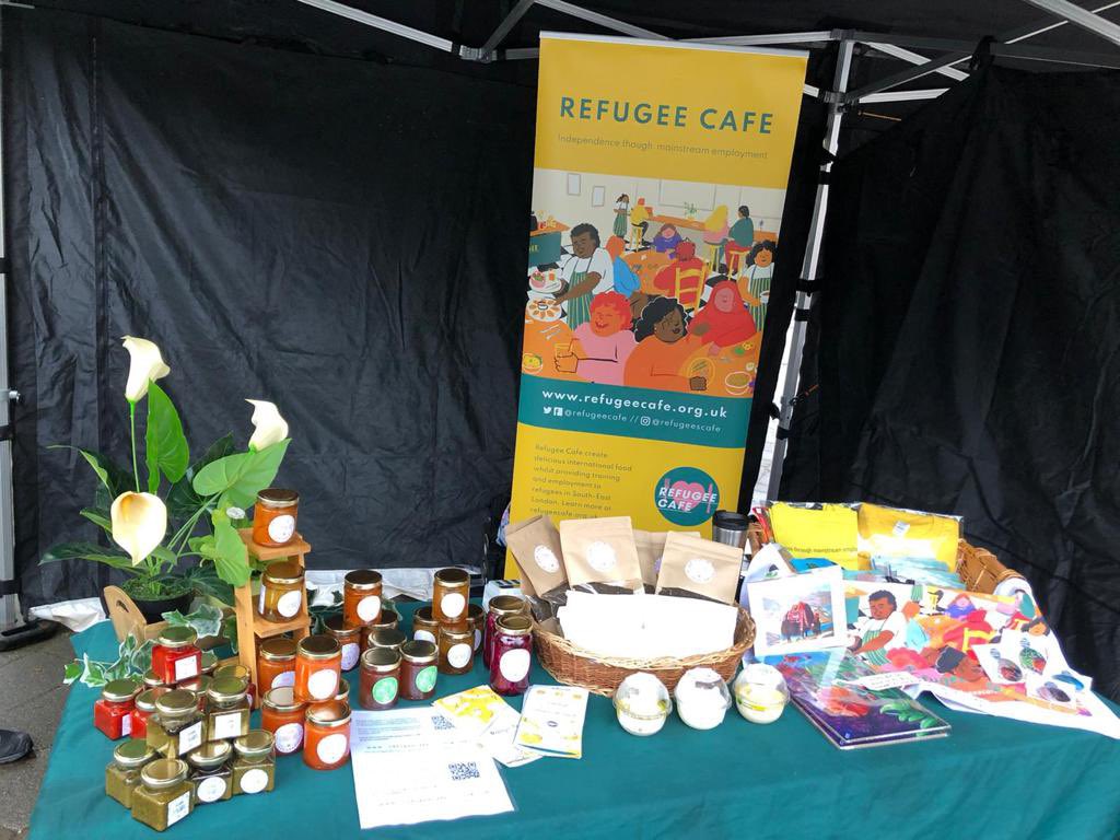 RefugeeCafe's tweet image. We’re beyond excited to join the Catford Food Market relaunching this Sunday 27 June. Don’t miss out the chance to try out some of our delicious product range including Yemeni spiced tea, Ecuadorian chimichurri, selection of jams &amp;amp; tasty Syrian chilli paste!
@CatfordFoodMkt