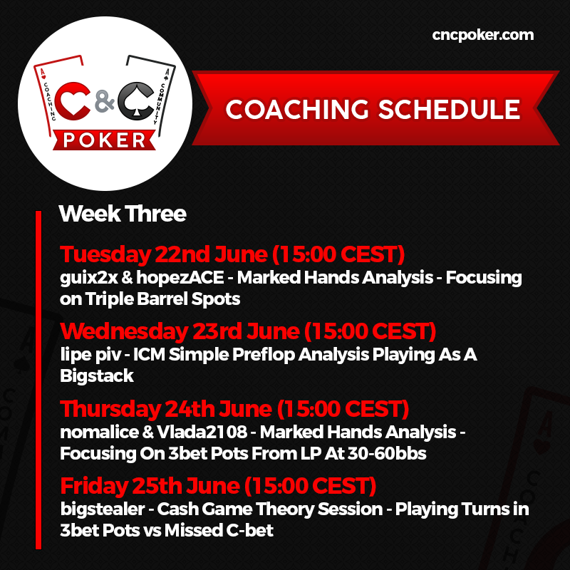 Here's a look at our upcoming coaching schedule this week

#poker #pokeronline #pokercoach #pokercoaching