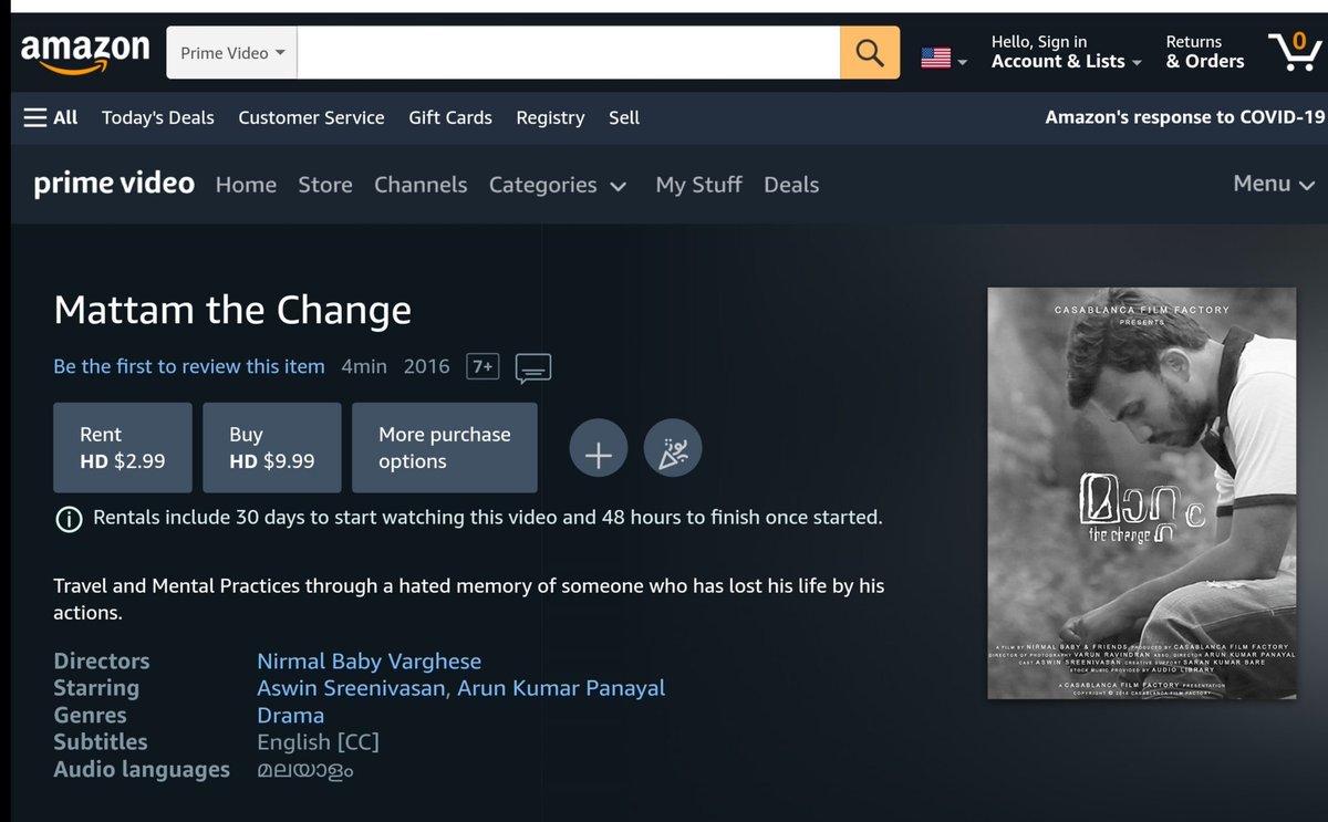 nirmalbabyvarg1's tweet photo. 'Mattam: The Change' 15 months on #Amazon !

https://t.co/MaRJ30IqEj

#AmazonPrimeVideo
#NirmalBabyVarghese
#MattamTheChange
#shortfilm #actorslife #AmazonUK #PrimeVideo #AmazonPrime #2016film @PanayalArun https://t.co/fZaRBDtuCE