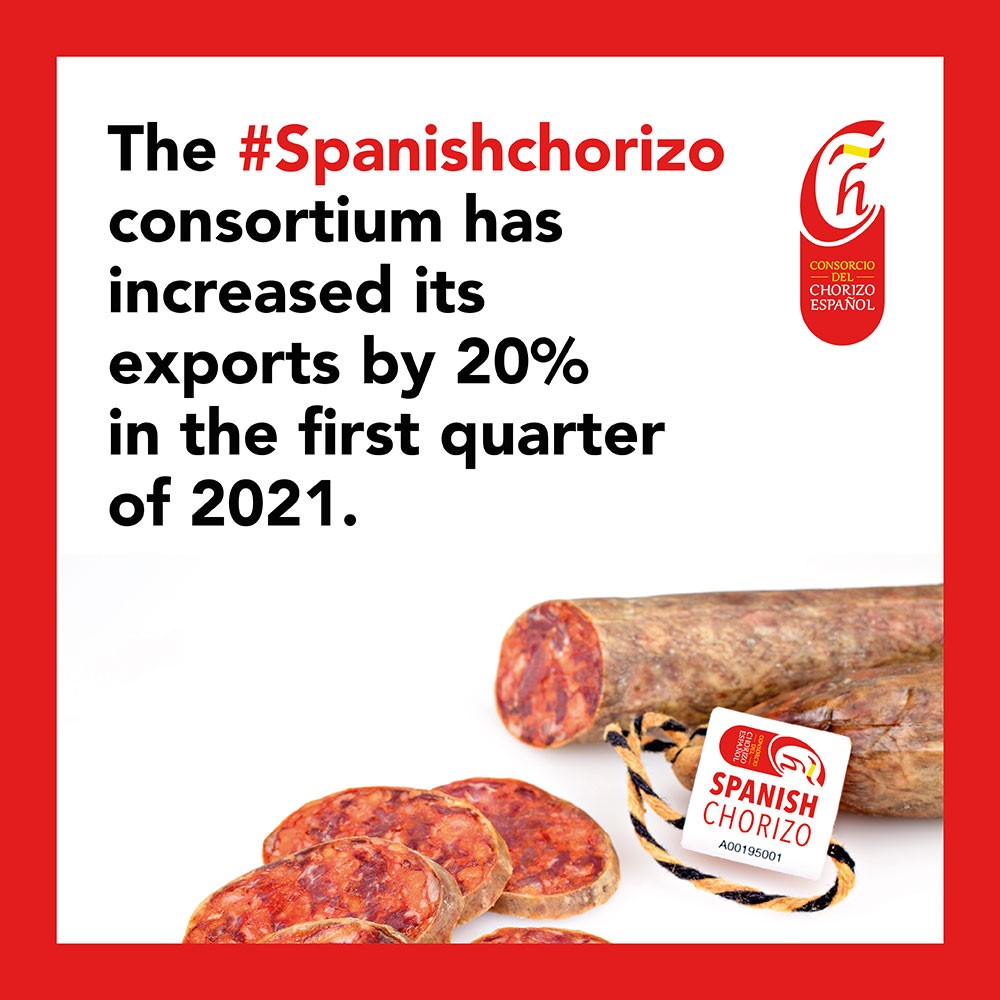 Spanish_Chorizo's tweet photo. The Spanish chorizo consortium has increased its exports by 20% in the first quarter of 2021. The UK continues to be one of the main export markets for #SpanishChorizo.
#ChorizoEspañol #MeatSector #ExportofChorizo #PigSector @ICEXReinoUnido https://t.co/I3Mp4gGjrw