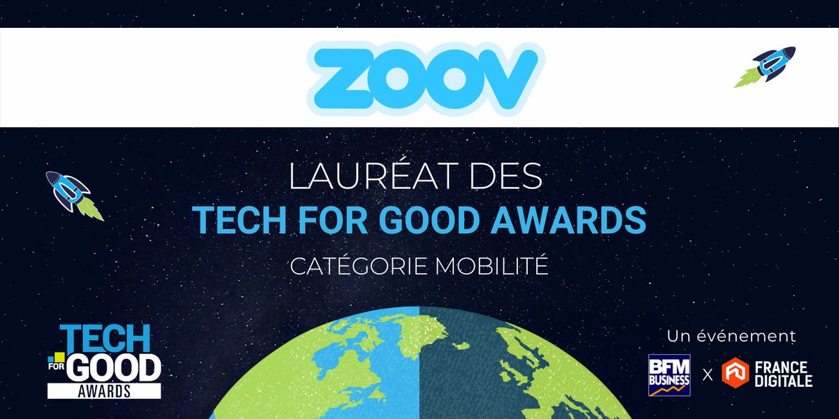 🚀 Lauréat de la catégorie #Mobilité 🚀

<a href="/Zoov_eu/">Zoov</a> et sa solution de vélos électriques en libre-service clé-en-main remporte le #TechForGoodAwards 2021 de la Mobilité ! 

Félicitations ! 👏