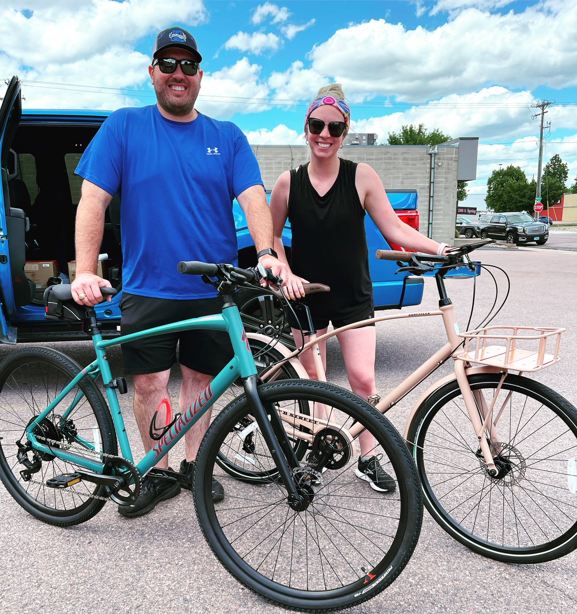 Yesterday Katie and @mattrmurf celebrated their 7th #anniversary with #newbikeday !! Awesome couple + #awesome bikes Thanks for spending part of your special day with us!! #happyanniversary #lucky7 #bikelife #erikssf