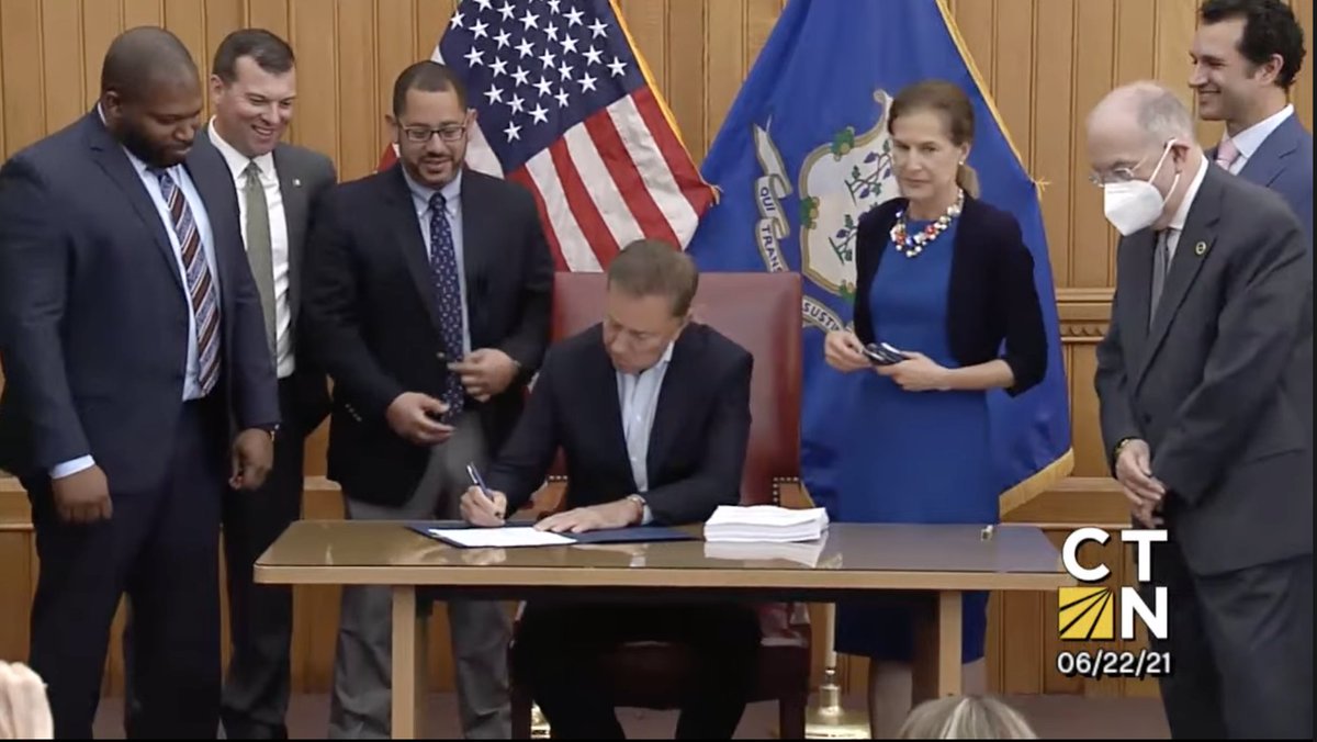 tomangell's tweet photo. BREAKING: Connecticut Gov. Ned Lamont just signed a marijuana legalization bill into law.

This is the fourth state to legalize cannabis so far this year.

The new law takes effect on July 1.

https://t.co/V5GFRLBukp https://t.co/LfhplPIMUZ