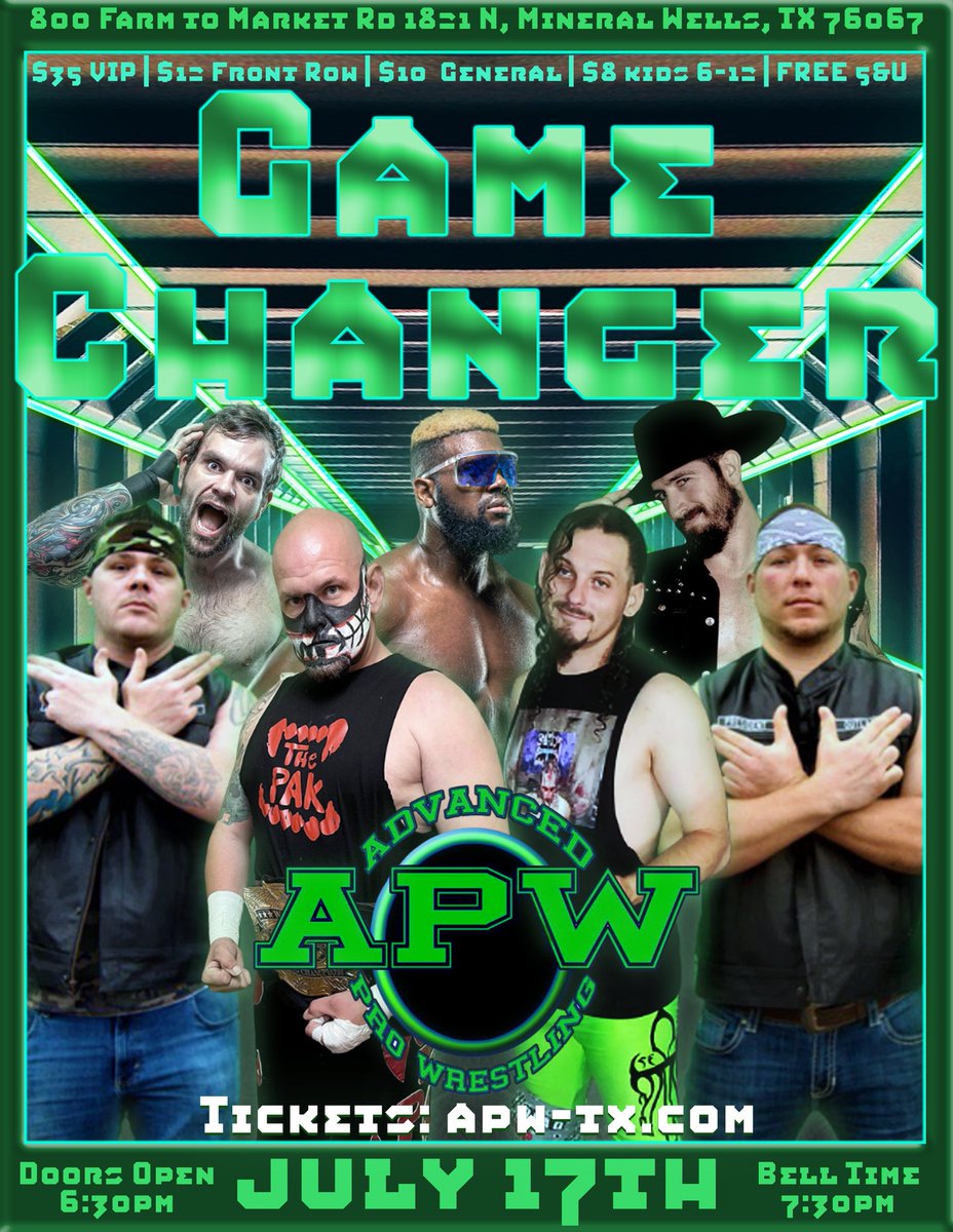 DamonSmith34's tweet photo. APW is back in Mineral Wells Texas July 17th. Max Beckett battles "Broken" Balak Bridges for the Cruiserweight Title. #APWTX https://t.co/OspVMSGWGl