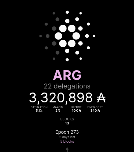 StakeCardano's tweet photo. You bought the dip and need to delegate your new #ADA? #DelegateToArg https://t.co/BAgvjhBmEo