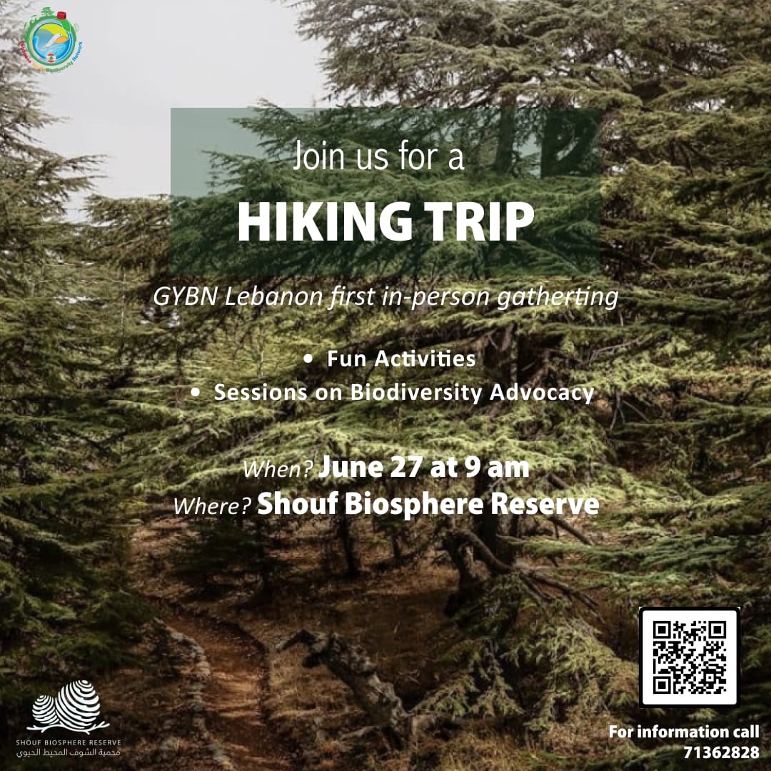⚠️Join us this Sunday in our first in-person hiking event in Shouf Biosphere Reserve! 📅 Sunday, June 27 ⏰ 11 a.m to 4 p.m Meeting point: 9 a.m sharp in Beirut, under Nahar newspaper downtown. 📍 Shouf Bioreserve We look forward to meeting you in-person!!