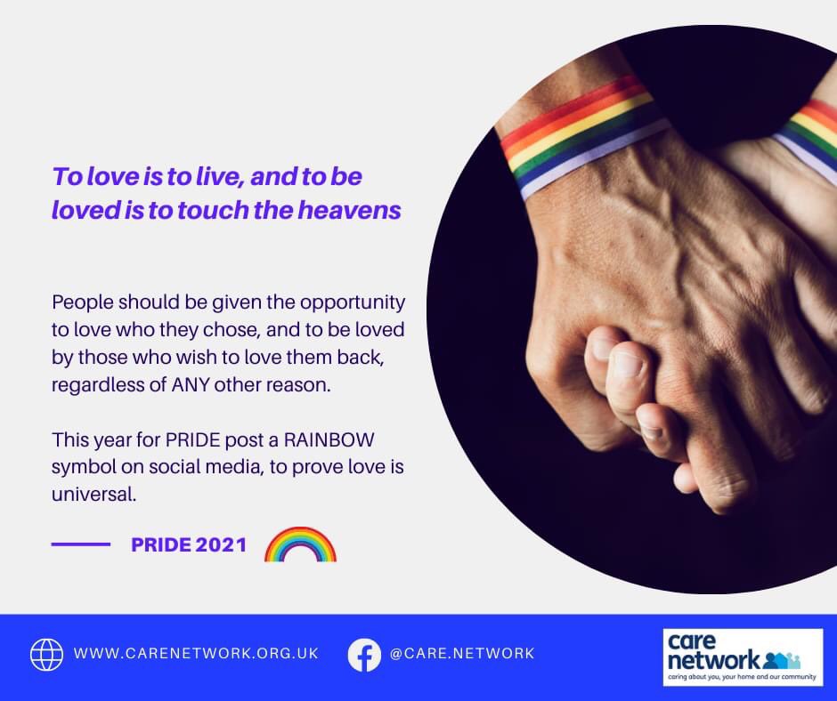 CareNetworkUK's tweet photo. For this month's Pride, show you care with a 🌈

If you have been a victim of a Hate Crime then get in touch with our help desk on 01254 507255 or email info@carenetowrk.org.uk 

#pride #LGBT #PrideMonth2021 #carenetwork #Blackburn #Darwen #Lancashire #loveislove https://t.co/bsfh33qKnp