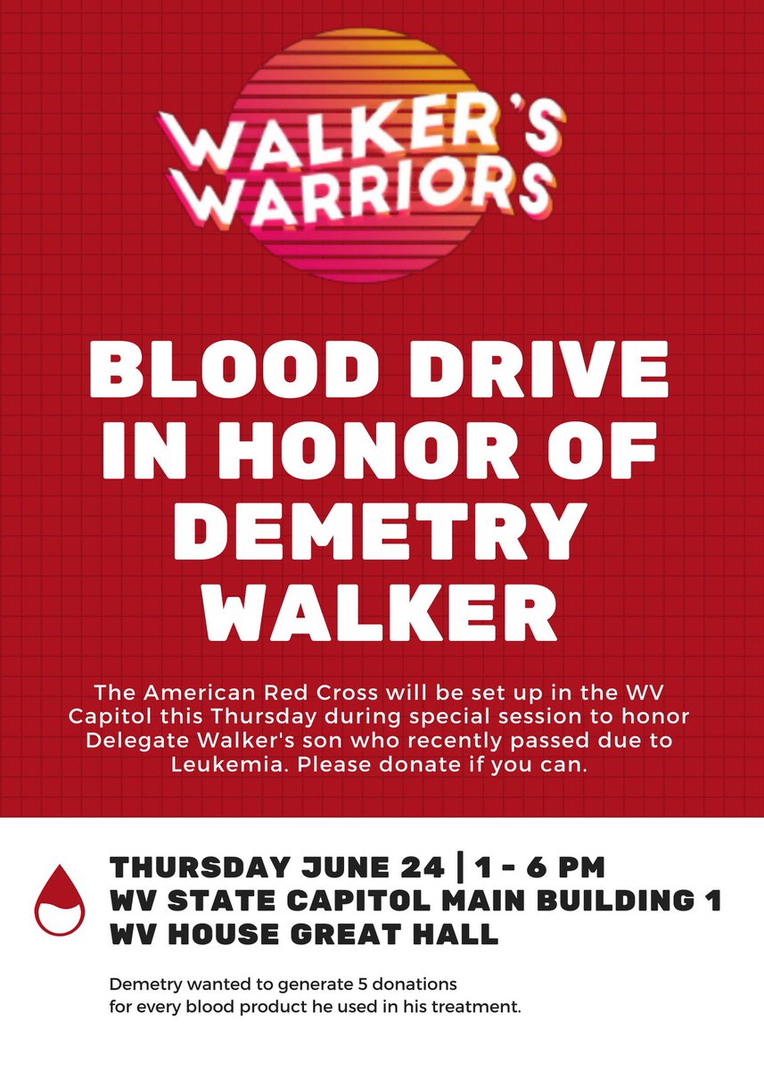 If you’re able to donate blood, please join <a href="/wvhouse/">WV House</a> &amp; @redcross this Thursday in honoring <a href="/officialdaniwv/">Danielle Walker</a>’s son Demetry on his 24th birthday. He passed from leukemia a few days ago and wanted to give back 5 donations for each product he received.
