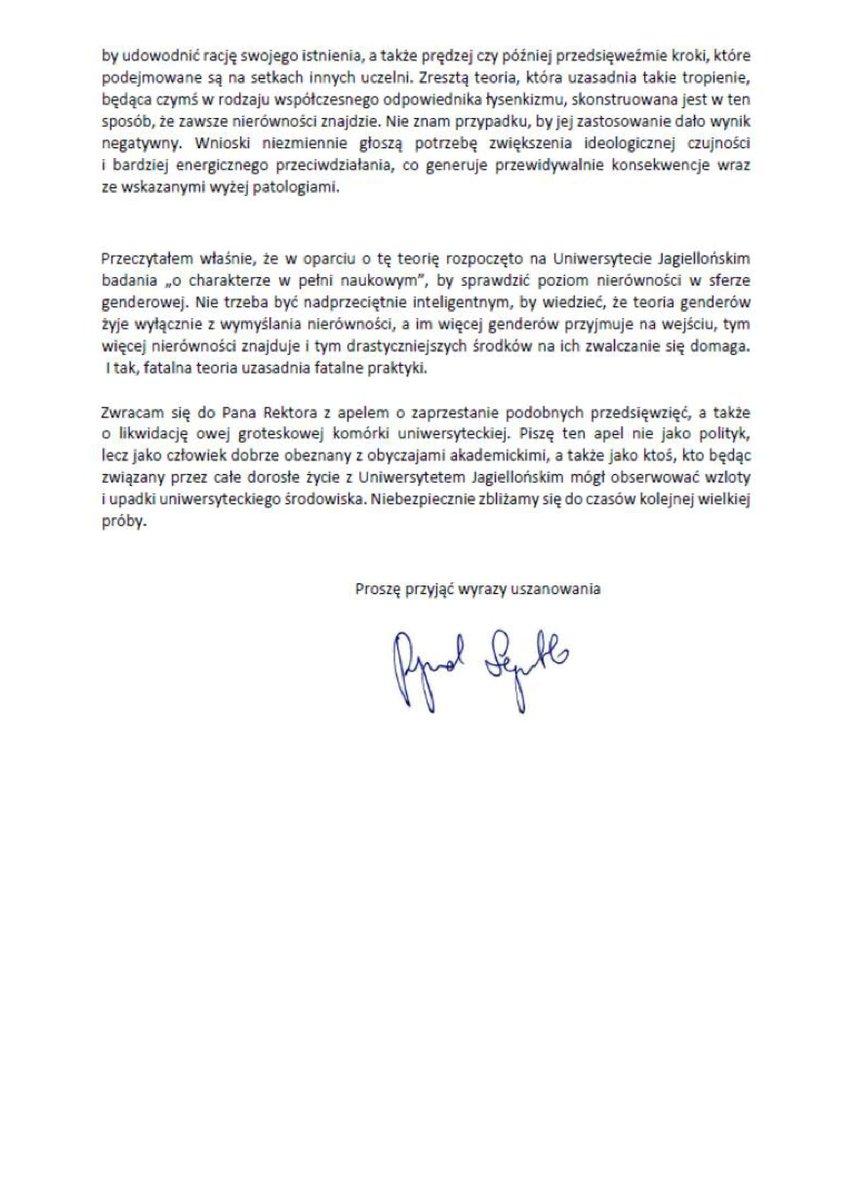 PawelZdun's tweet photo. Solidaryzuję się z
Listem Prof. dr hab. Ryszarda #Legutko do Prof. dr hab. Jacka #Popiel'a Rektora @JagiellonskiUni ws. komórki zajmującej się "równym traktowaniem społeczności studenckiej i doktoranckiej UJ"
podpisano @PawelZdun
Marsz #neomarksizm'u przez polskie instytucje trwa https://t.co/anNkivoenS