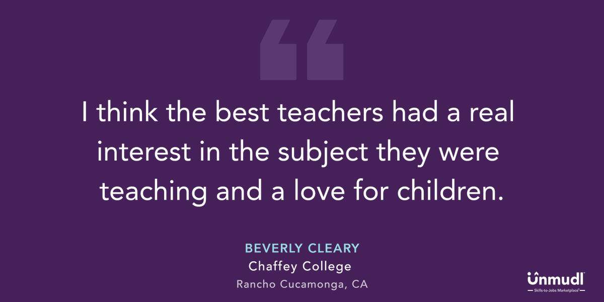 SocialtechAi's tweet photo. Wise words by Beverly Clearly, who attended @chaffeycollege in the 1930s and later wrote children’s books that inspired generations of readers. 

#unmudl #workinglearners #beverlyclearly #chaffeycollege #ranchocucamonga #california #skillstojobs https://t.co/9Cu6Vp3oyU