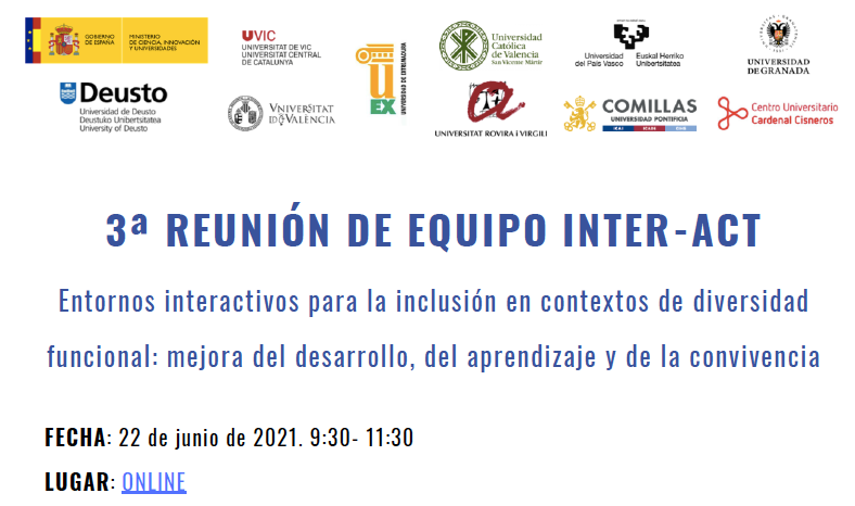 deustoINTERACT's tweet photo. Hoy hemos disfrutado de la 3ª reunión del equipo del proyecto INTER-ACT. Avances en el conocimiento científico con impacto social para la mejora y inclusión del alumnado con y sin NEEs. Presentamos los resultados en la Jornada Final el próximo 29 de Junio https://t.co/9wFKchDYAI https://t.co/Hs3ODtkaDs