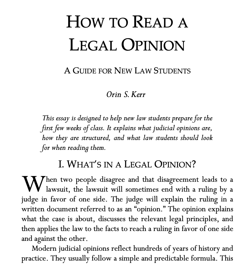 Orin Kerr on X: “If you’re starting law school this fall, my short