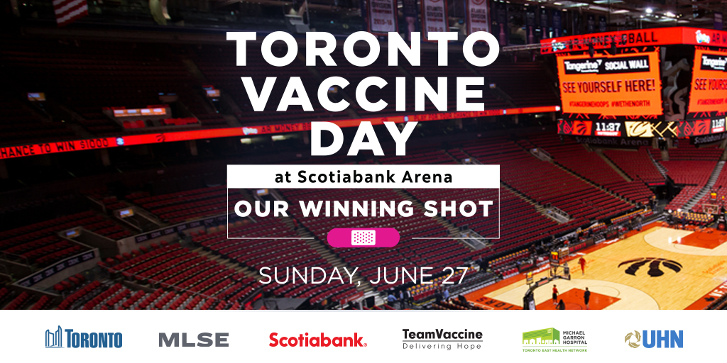 More than 10,000 appointments have been booked for Toronto Vaccine Day, on June 27, at Scotiabank Arena. 

In response to the demand, 5,000 additional appointments are now available.

Book now:
💻toronto.ca/COVID-19
📱1-833-943-3900