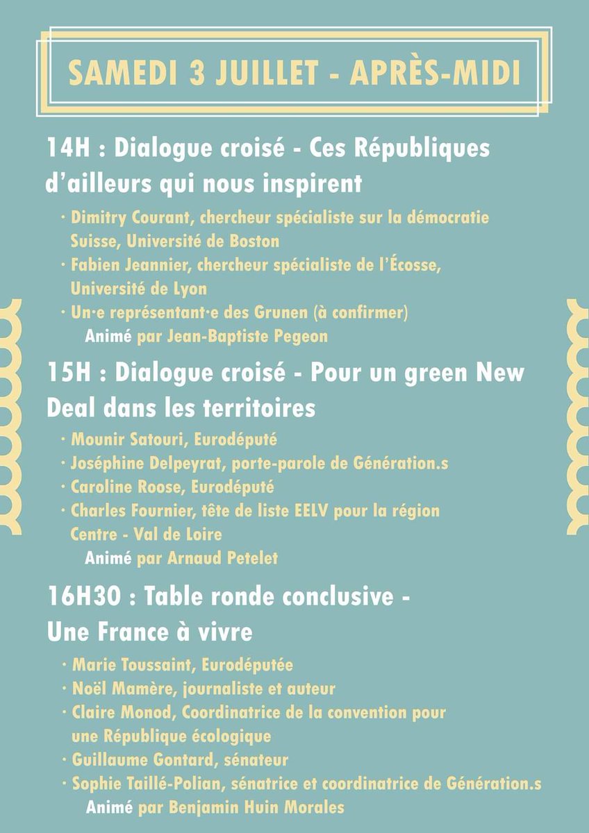 TerritoiresEELV's tweet photo. [Évènement]
Nos prochaines rencontres, autour de la #RépubliqueEcolo cette fois-ci, approchent : 3 &amp; 4 juillet !

Pour commencer à construire une République écologique des #territoires ça se passe à Vichy 💚  

C'est encore possible de s'inscrire 👇
https://t.co/xflv7JXcJj

#eelv https://t.co/RH8j99ji0T