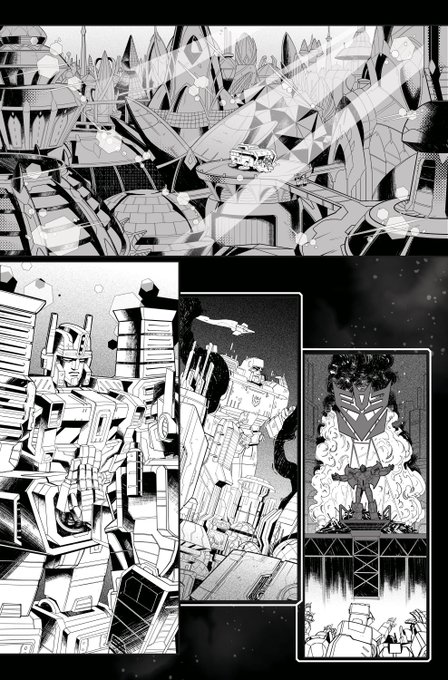 Transformers #31 is out tomorrow!
Written by @Brian_Ruckley 
Lines by me AND Angel Hernandez
Colors by @DdGarciaCruz 
Since the preview's r out, here's my inks of the first couple pages catching up with what's up! 