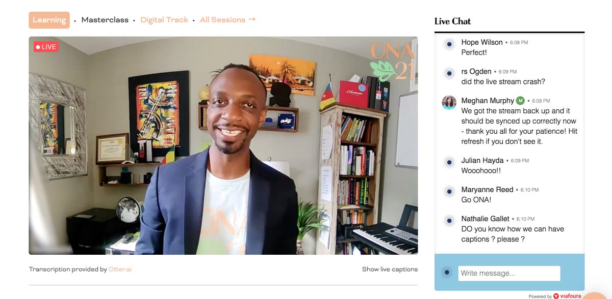 lepperod's tweet image. And we are off, online and with a synced Irwing Washington! :-) #ONA21 @ONA