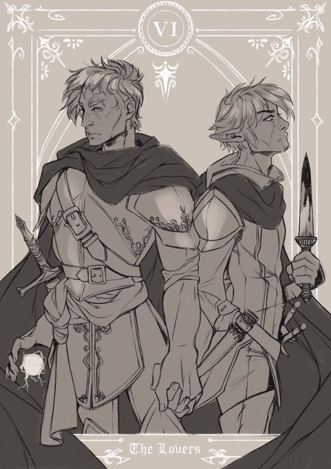 When you want to trust someone but you're both so damaged it feels almost impossible 😭 The Lovers sketch for a commission in the works! 