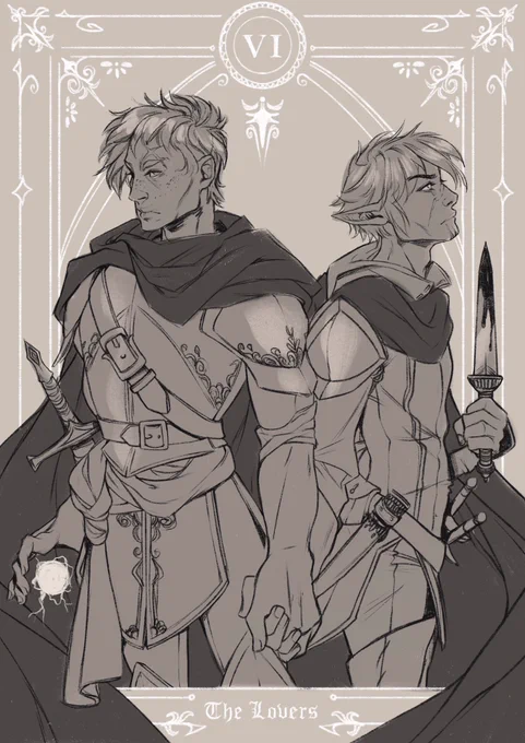 When you want to trust someone but you're both so damaged it feels almost impossible 😭 The Lovers sketch for a commission in the works! 