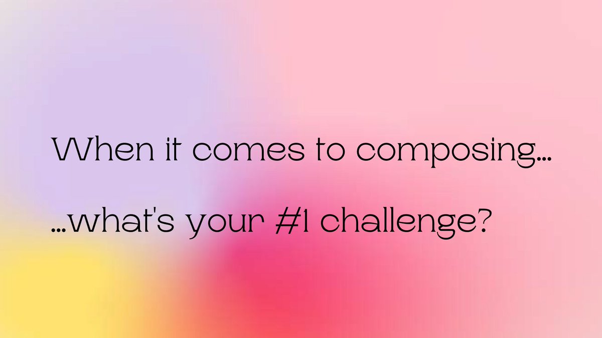 LisaNeher's tweet photo. #composers, I have a question for you:

When it comes to composing...what's your #1 challenge?

#compose #composer #newmusic #newmusictwitter #musochat @musochat #creativehabit #musicianlife #classicalcomposer #classicalmusicdaily #operacomposer #choralcomposer #composition https://t.co/Yv6Bab0WmC