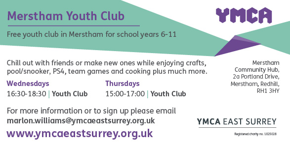 Our free #Merstham Youth Club runs on Wednesdays &amp; Thursday for school years 6-11.
Crafts, pool/snooker, PS4, team games, cookery &amp; more - our <a href="/YMCAESYouth/">YMCA Youth Work - East Surrey</a> team will even welcome suggestions for activities you'd like to see included!
Find out more below.
<a href="/mersthammix/">The Merstham Mix Cafe</a> <a href="/MersthamHub/">Merstham Hub-MCFT</a>