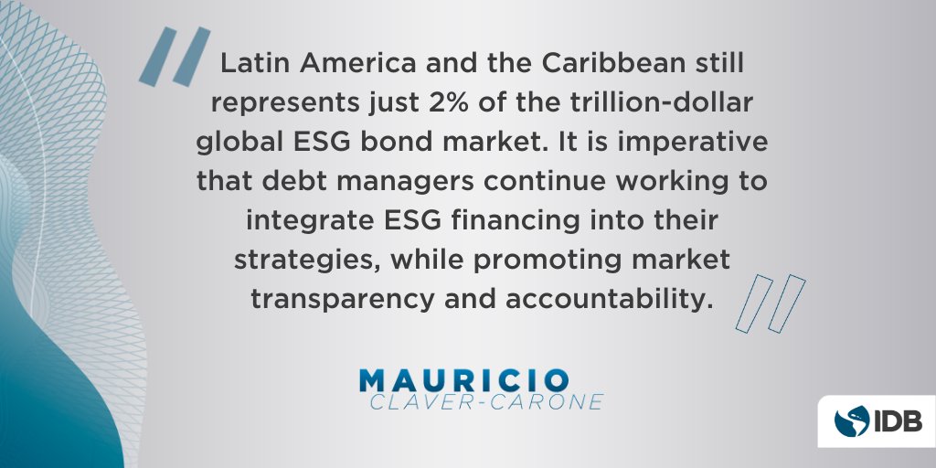 Today, President Claver-Carone launched the #LAC Debt Group’s seminar on #ESG so...