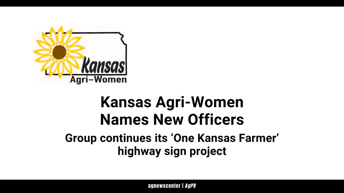 Via AgPR: Kansas Agri-Women Names New Officers agnewscenter.com/archives.cfm?n…

Group continues its ‘One Kansas Farmer’ highway sign project 

<a href="/KSWomen4Ag/">KSWomen4Ag</a> <a href="/Women4Ag/">American Agri-Women</a> #Women4Ag