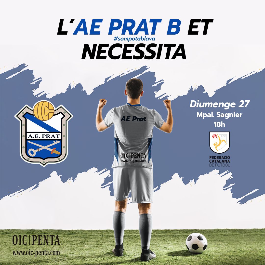 aeprat1945's tweet photo. 🗣️ Afició, us necessitem! 

L'AE Prat B es juga l'ascens a #2naCat i necessita el Sagnier ple 🔥🥁

🤜 AE Prat B - Vinyets Molí Vell
🗓️ diumenge 27
⌚️ A les 18 h
🏟️ Municipal Sagnier

#SomPotablava ⚽️🐔 https://t.co/R1CwqQ5hKz