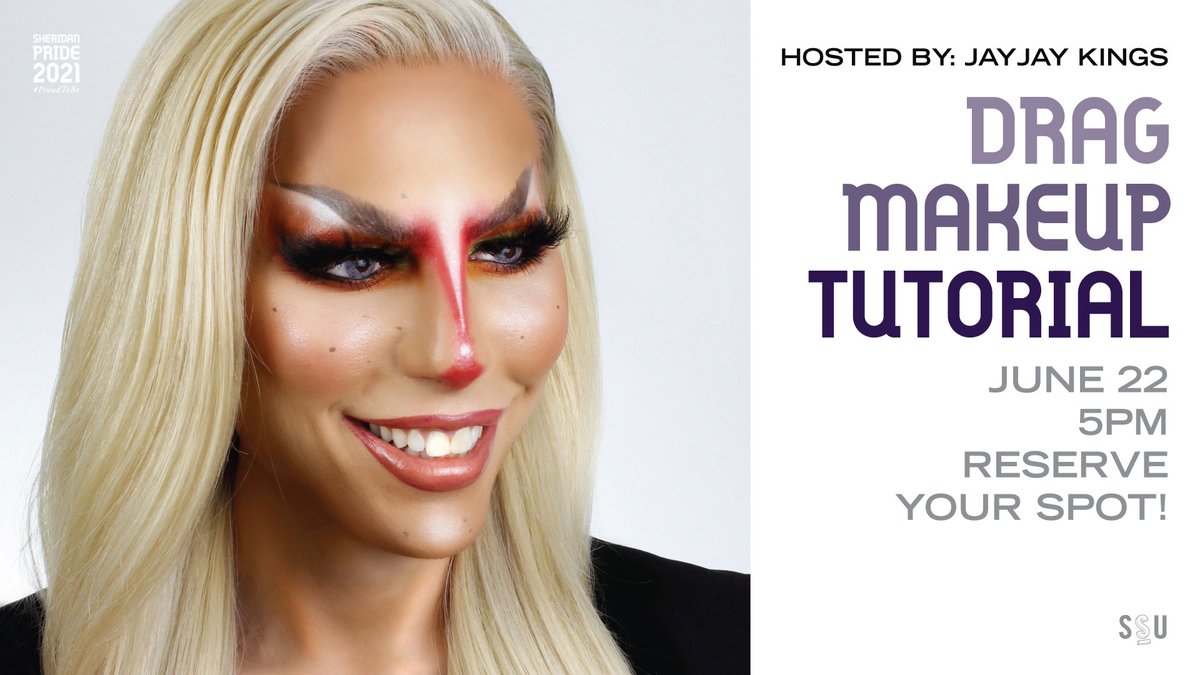 PrideSauga's tweet photo. EVENT3⃣ - Drag Makeup Tutorial by @the_ssu : Grab your brushes, highlighter and lipsticks and get ready to SLAY with @JayJayKings!  Information and registration at https://t.co/xWkRlNHqEe https://t.co/c3MS6XlCD1