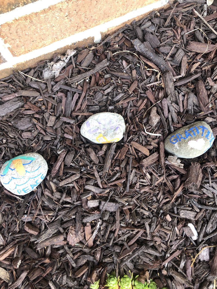 A perfect way to start my day.  Peace, Love &amp; Gratitude rocks placed by our front door at Tatem.  Thank you Tatem friend. #bekind #tatemtweets #hopeandgrace #collsedu