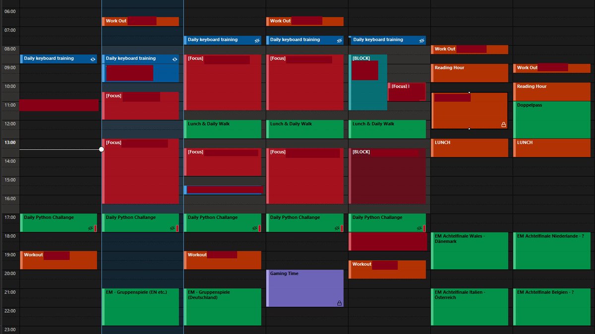 armbrusterR's tweet photo. Today I started to organize and plan anything only through my calendar. No more Todo-Lists or anything. Just me and my calendar. Let's find out if this works for me🤔 P.S. I guess I watch too much ⚽️ -> #EM2021 #productivity #ThursdayThoughts #livelonglearning #NeverGiveUp https://t.co/gQPJbXMI21