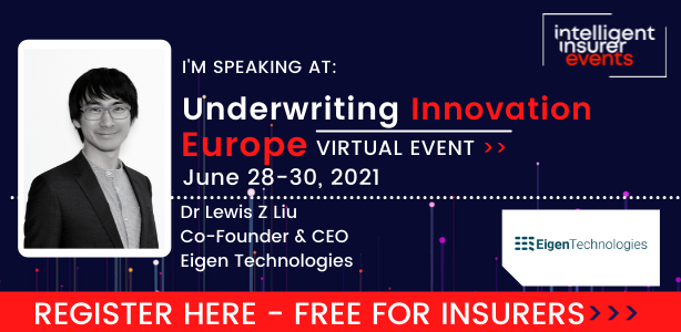 Next week, Jun 28-30, we are sponsoring the Intelligent #Insurer #Underwriting #Innovation Europe event. Our CEO, @lewiszliu, will be joining panelists from Baloise Group, @AXA & @anthemis on the '#AI from Pilots to Scale' panel on Tue 29 at 14.20 BST. bit.ly/3iXpzBW