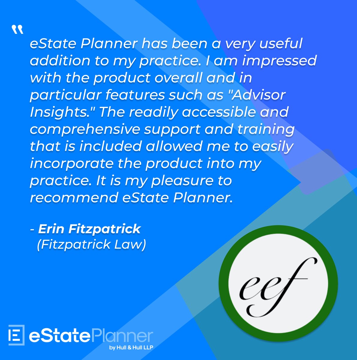 HullPlanner's tweet photo. This week for #TestimonialTuesday, Erin Fitzpatrick from Fitzpatrick Law shares her experience with eState Planner. To experience eState Planner for yourself, try a 30-day free trial! To sign up, go to: https://t.co/bKhrnEA0cZ

#wills #estateplanning #willsandestates https://t.co/Dcmbw1hQie