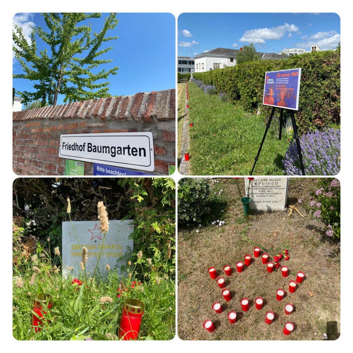 mission_rf's tweet photo. This year June 22 marks 80 years since the beginning of the #GreatPatrioticWar. Our Mission participated in the #CandleOfMemory ceremony at the Baumgarten cemetry to honour all fallen during war.
We thank our colleagues from 🇷🇺Russian House in Vienna.
#22june1941 https://t.co/bPHTY4Tim9
