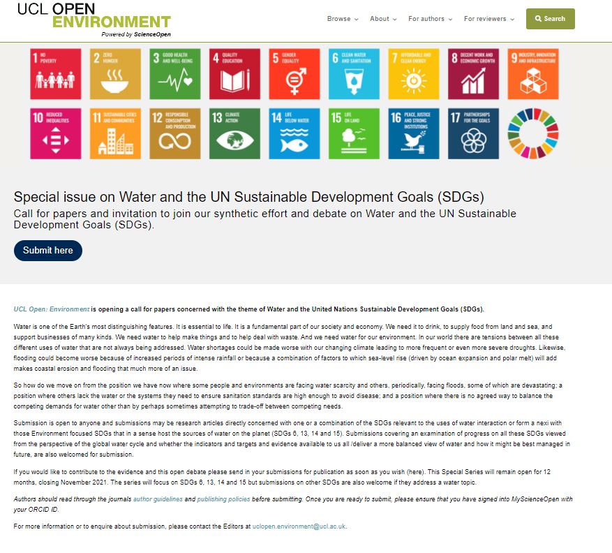 uclopen_env's tweet photo. CALL FOR PAPERS! Multidisciplinary special series on Water and the UN SDGs. Closing date: Nov 2021. Submission open to all. 

https://t.co/pp4lI2FaIM

#OpenPeerReview #OpenAccess #SDGs6 #SDGs13 #SDGs14 #SDGs15 #GlobalWaterCycle @UCLpress @Science_Open @UCL_SDGs https://t.co/iLY8yOMkos