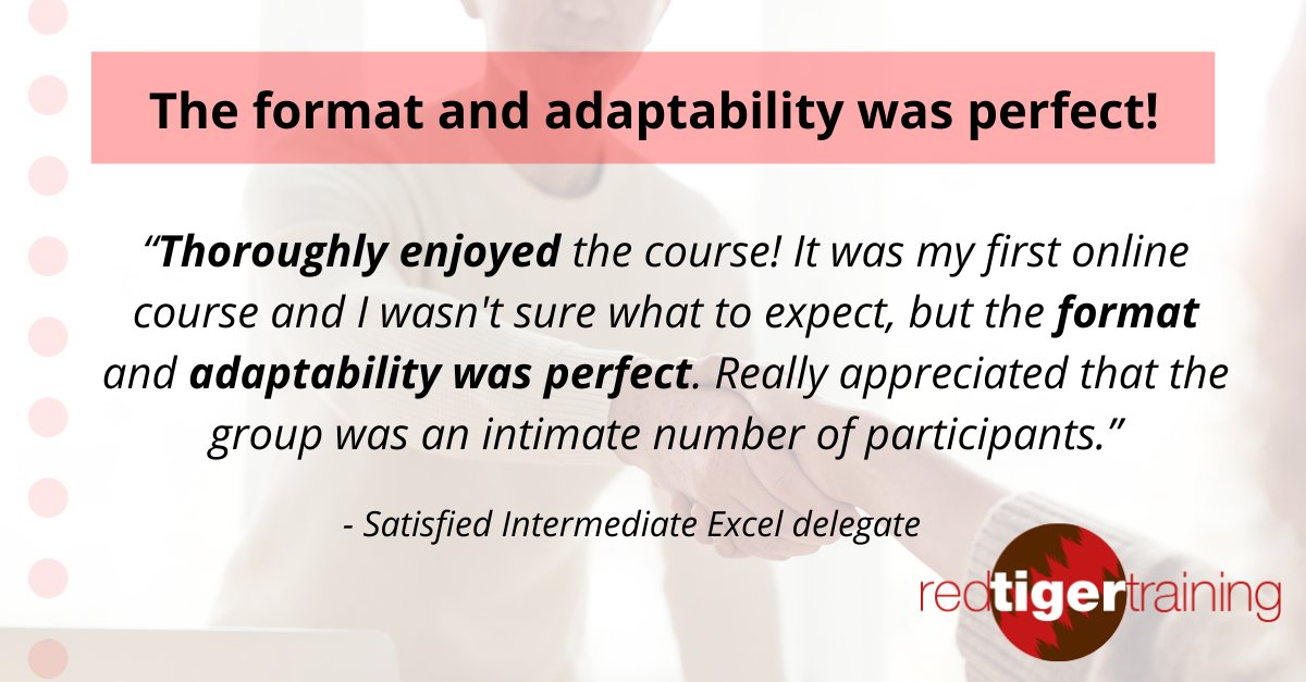 redtigerconsult's tweet image. Another satisfied delegate from our Excel Intermediate training course. To request the detailed brochure, contact @halsally Steve Halsall on steve@redtigerconsulting.co.uk.
#exceltraining #exceltips #intermediateexcel @paul_halsall